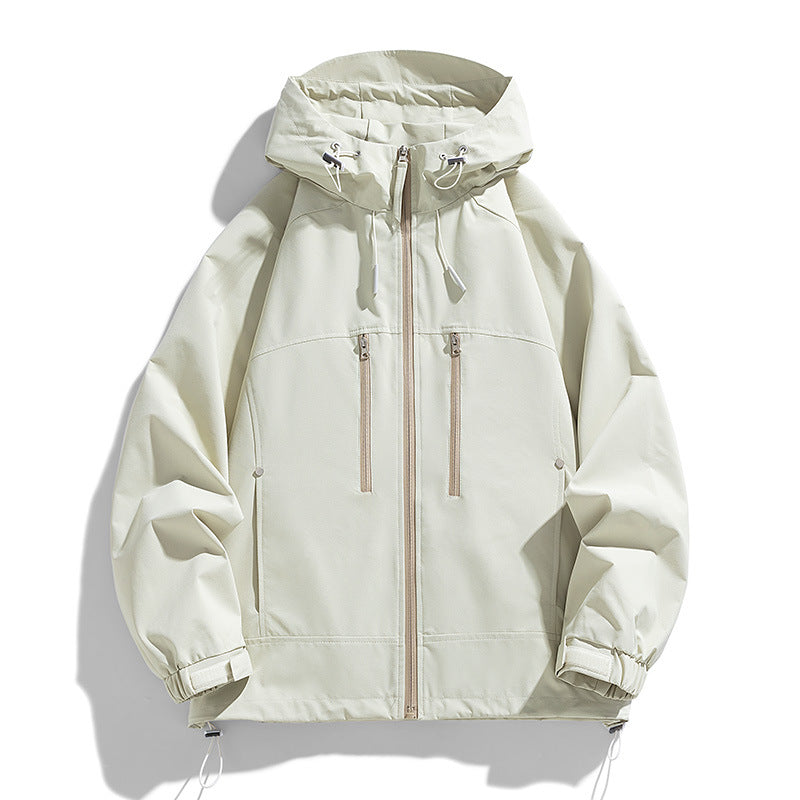 Unisex leichte winddichte Softshell-Kapuzenjacke mit verschweißten Nähten, verlängerter Rückenpartie und verstellbarem Saum EB