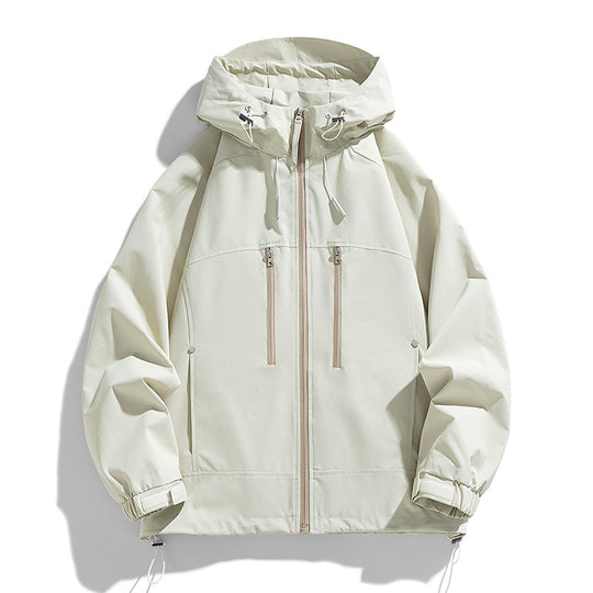 Unisex leichte winddichte Softshell-Kapuzenjacke mit verschweißten Nähten, verlängerter Rückenpartie und verstellbarem Saum EB