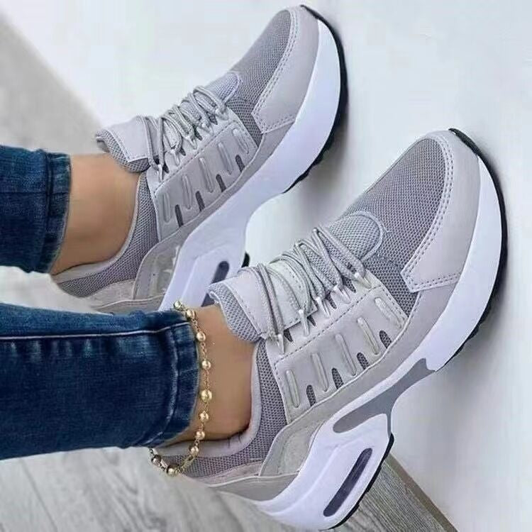 Damen Chunky-Plateau-Sneaker mit luftgepolsterter Sohle und atmungsaktivem Mesh-Obermaterial EB