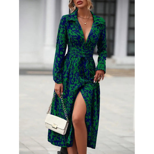 Damen Maxikleid mit figurbetontem Schnitt und elegantem Animal-Print EB