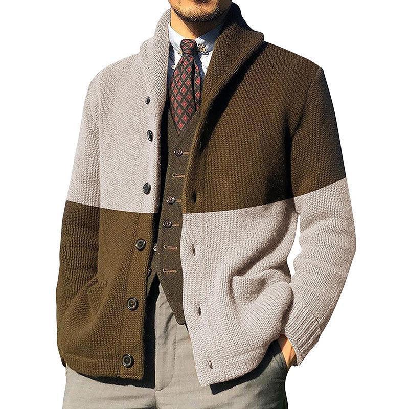 Herren Elegante Strickjacke mit hochgeschlossenem Kragen und Knopfdetails EB