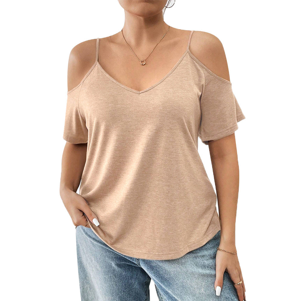 Damen lässiges T-Shirt mit Cut-Out-Ärmeln EB