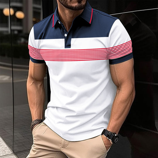 Herren Polo-Shirt mit modernem Karomuster und Knopfleiste EB