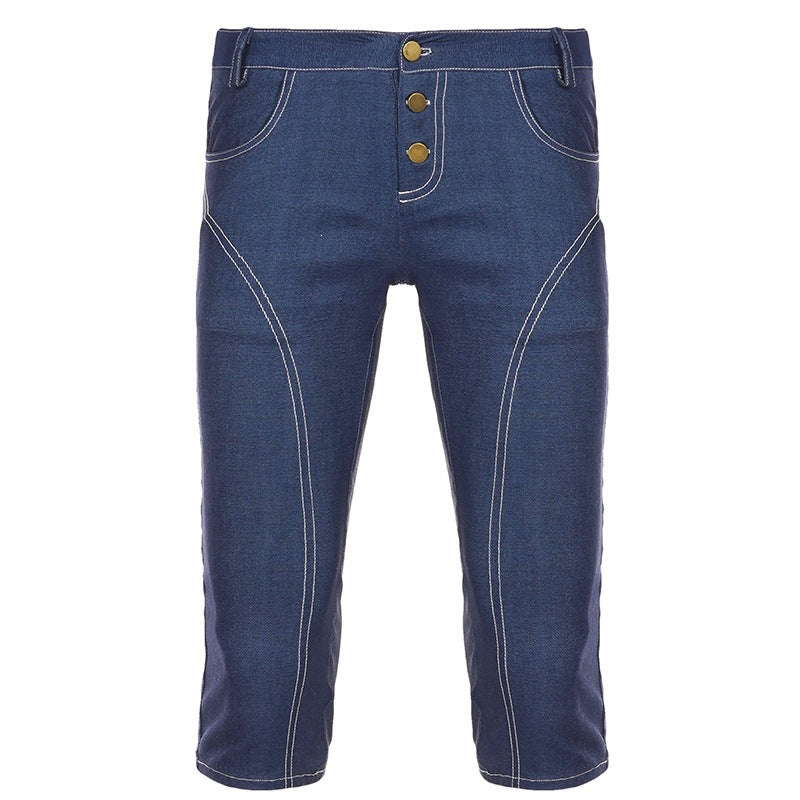 Damen Denim Crop-Top mit modischem Schnitt und verstellbaren Trägern EB