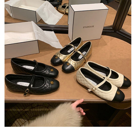 Damen Ballerinas mit glänzender Stepp-Optik und eleganter Riemchenverzierung EB