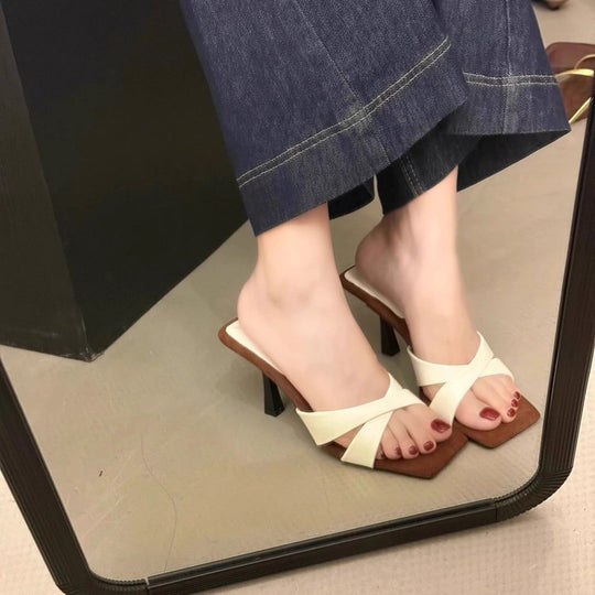 Damen elegante Sling-Pumps mit überkreuztem Riemendesign und hohen Absatz EB