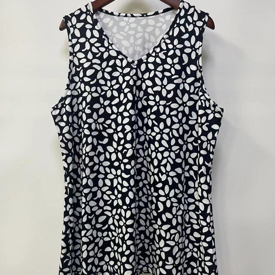 Damen ärmelloses V-Top mit floralem Print und seitlichen Eingrifftaschen EB