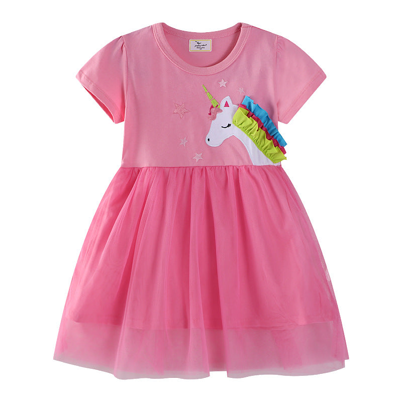 Mädchen Tüllkleid mit Einhornapplikation EB