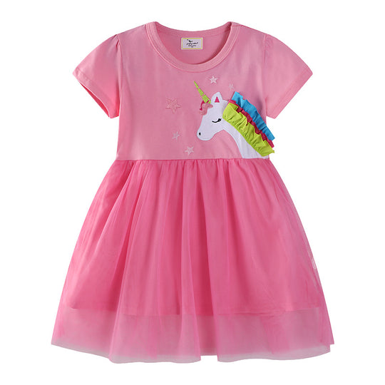 Mädchen Tüllkleid mit Einhornapplikation EB