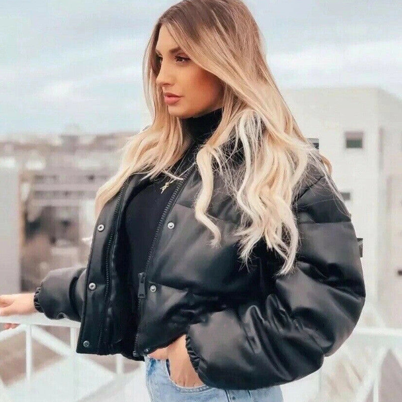 Damen Kunstleder Steppjacke EB
