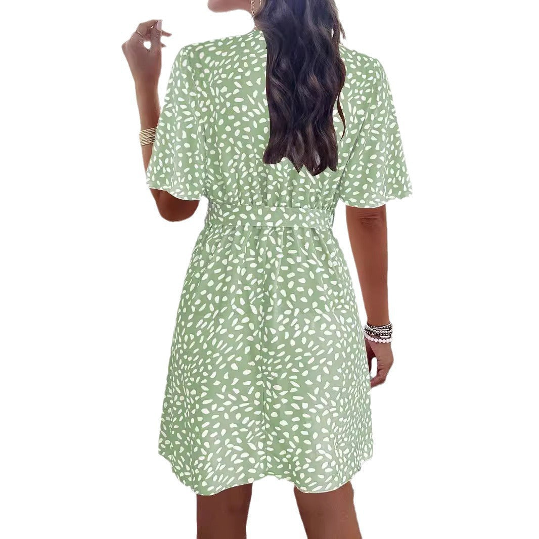 Damen Wickelkleid mit eleganten Raffungen und V-Ausschnitt EB