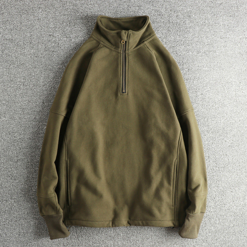 Herren Fleecejacke mit halbem Reißverschluss und seitlichen Eingrifftaschen EB