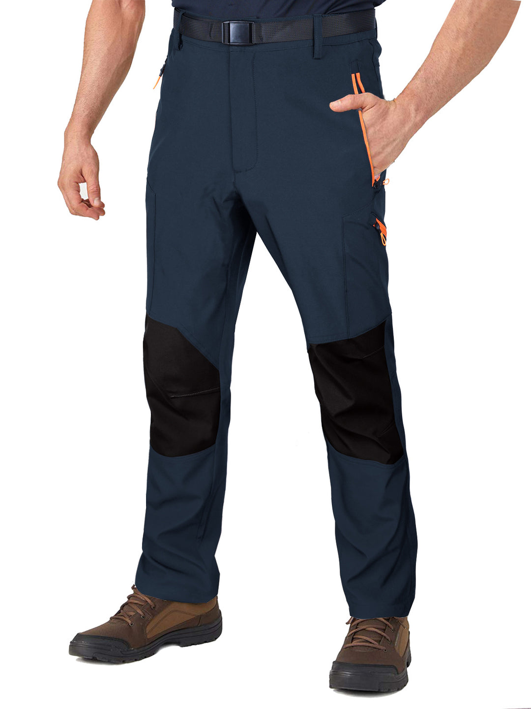 Men's  reinforced articulated hiking work trousers with zip utility pockets and abrasion-resistant knee panels EB