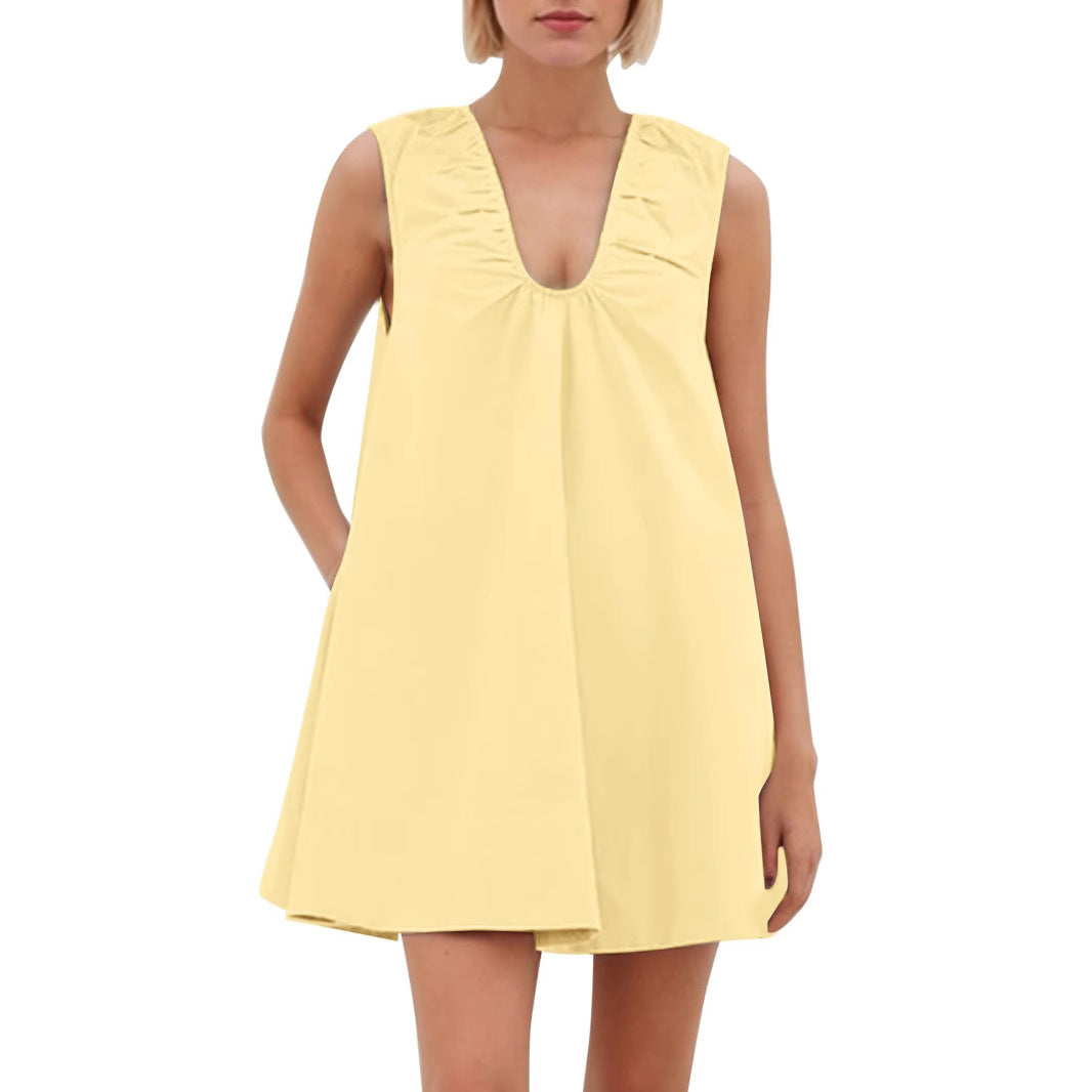Damen Lässiges Sommerkleid mit Rüschen-Ausschnitt EB