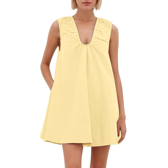 Damen Lässiges Sommerkleid mit Rüschen-Ausschnitt EB