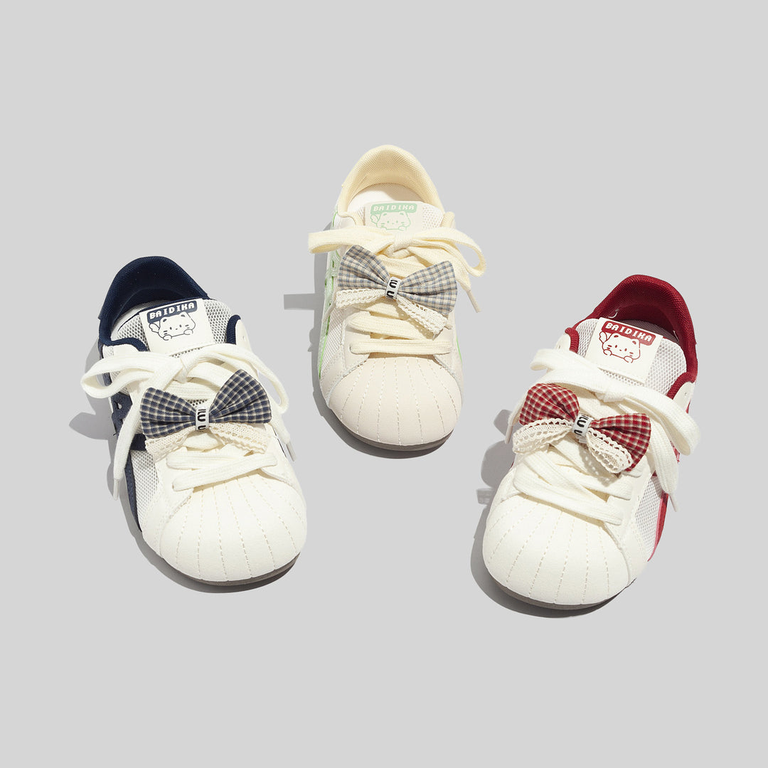 Damen Sportliche Sneakers mit verspieltem Schleifenakzent und atmungsaktivem Mesh-EB