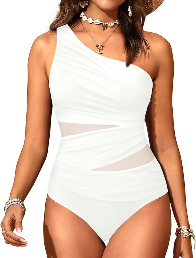 Damen stilvoller Badeanzug mit asymmetrischem Schnitt EB