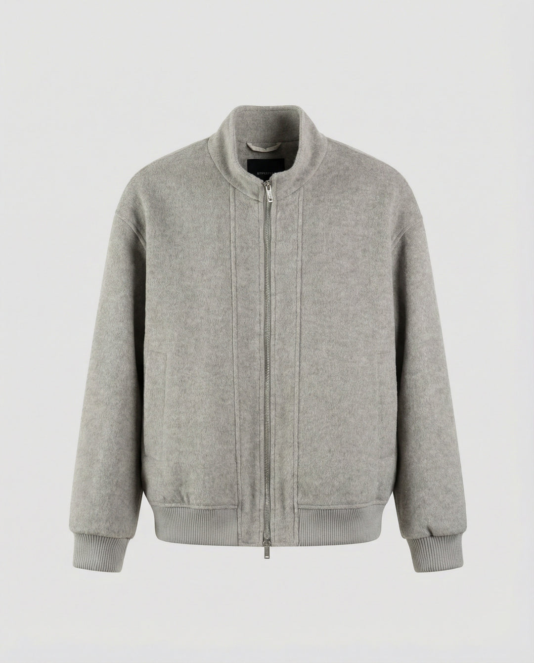 Damen oversized Wollmix-Bomberjacke mit Stehkragen und geripptem Saum EB