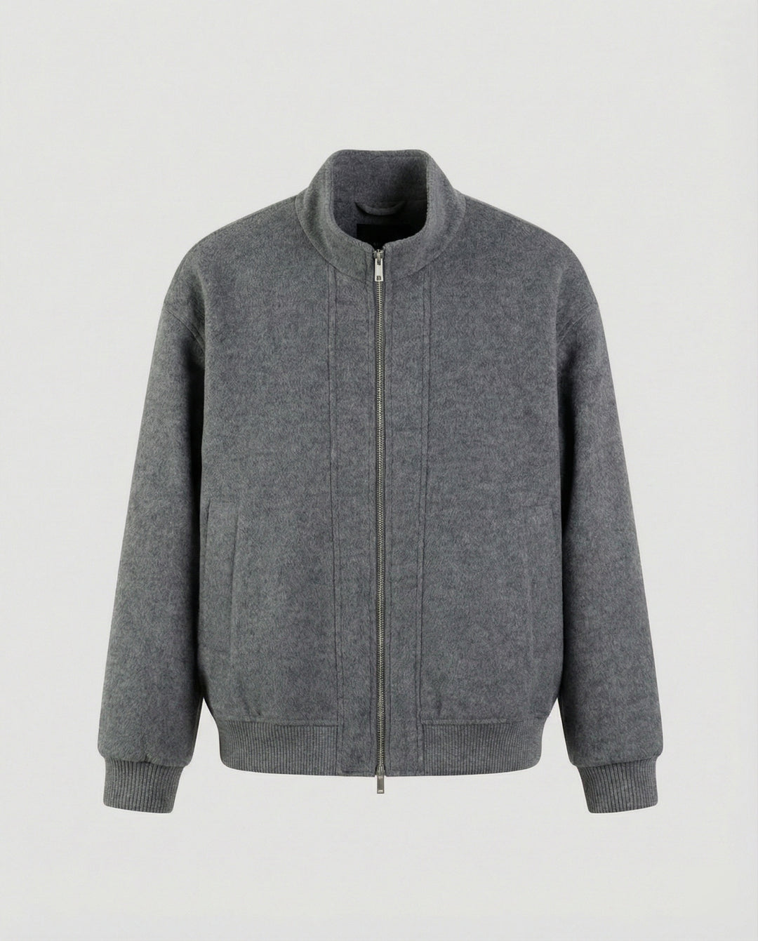 Damen oversized Wollmix-Bomberjacke mit Stehkragen und geripptem Saum EB