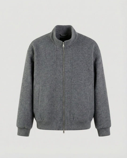 Damen oversized Wollmix-Bomberjacke mit Stehkragen und geripptem Saum EB