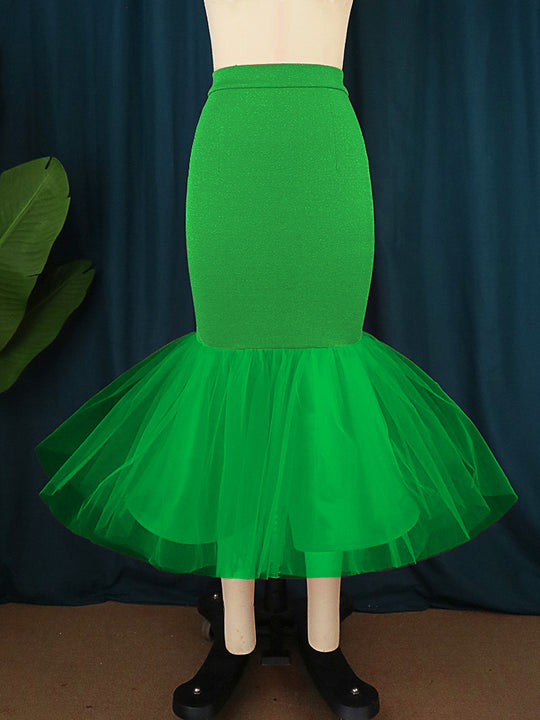 Damen Eleganter Tüllrock mit voluminösem Saum EB