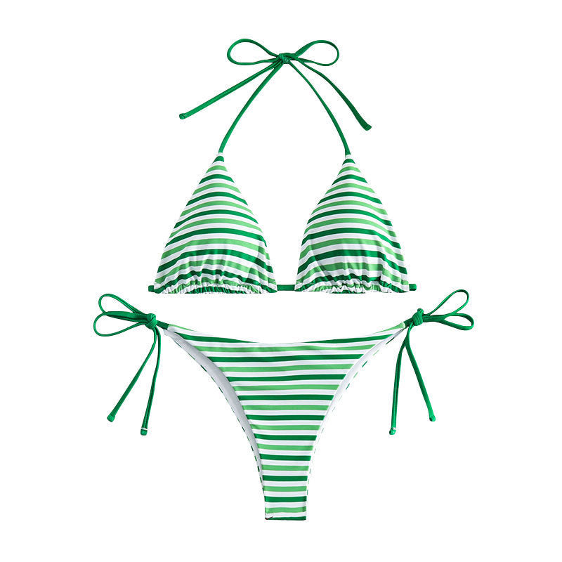 Damen Triangel-Bikini mit verspieltem Streifenmuster EB