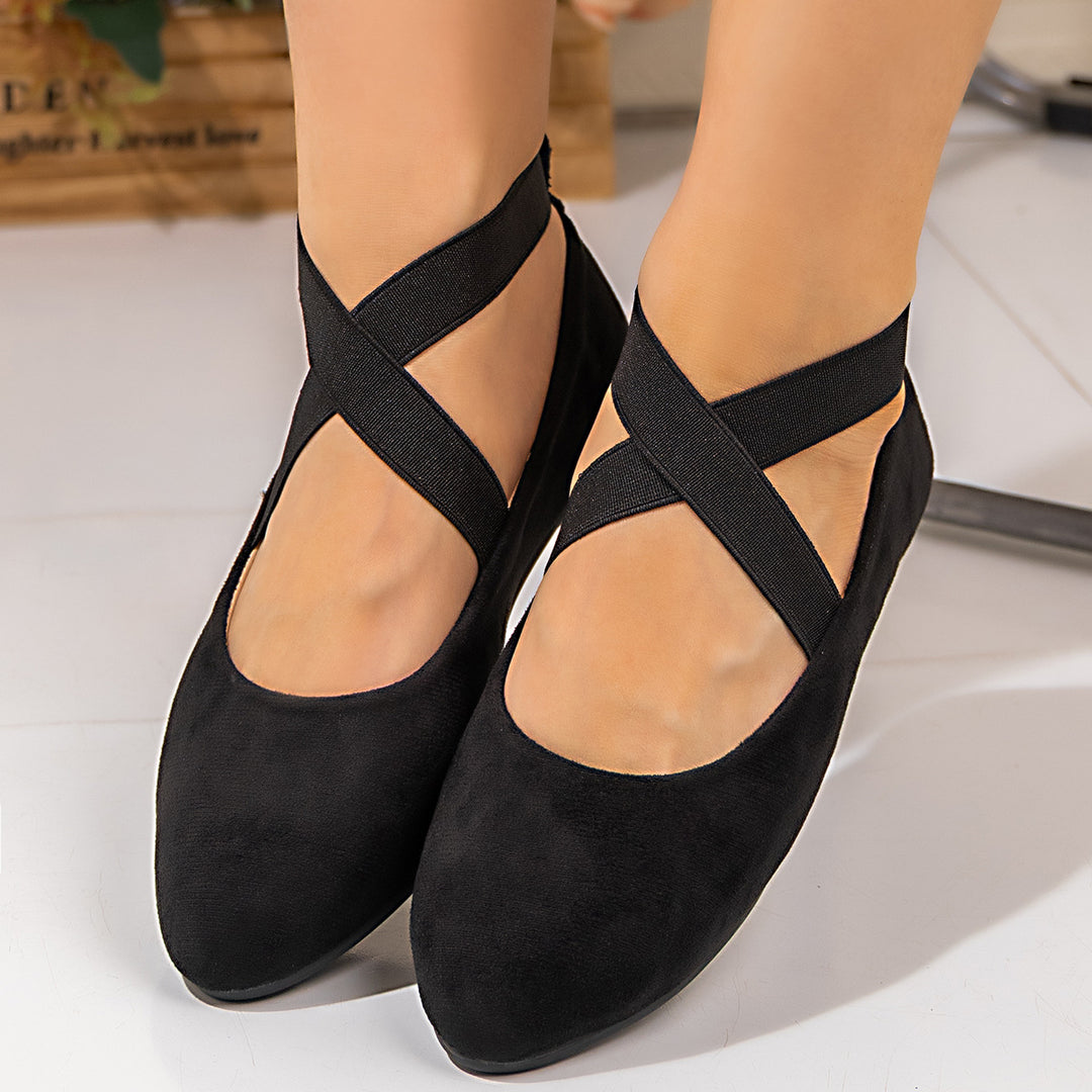 Damen Ballerinas mit elegantem Überkreuzriemen und weichem Innenfutter EB