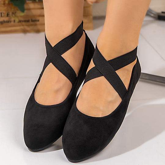 Damen Ballerinas mit elegantem Überkreuzriemen und weichem Innenfutter EB