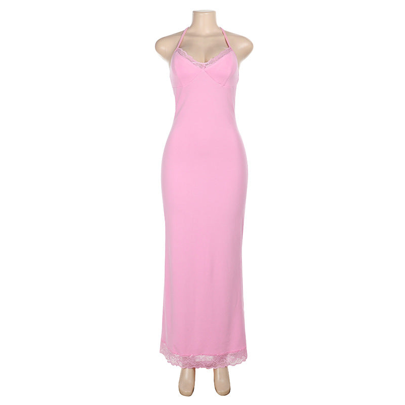 Damen elegantes Nachtkleid mit Spitzendetail EB