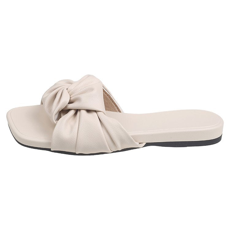 Damen flache Pantoletten mit modischem Knotendesign EB
