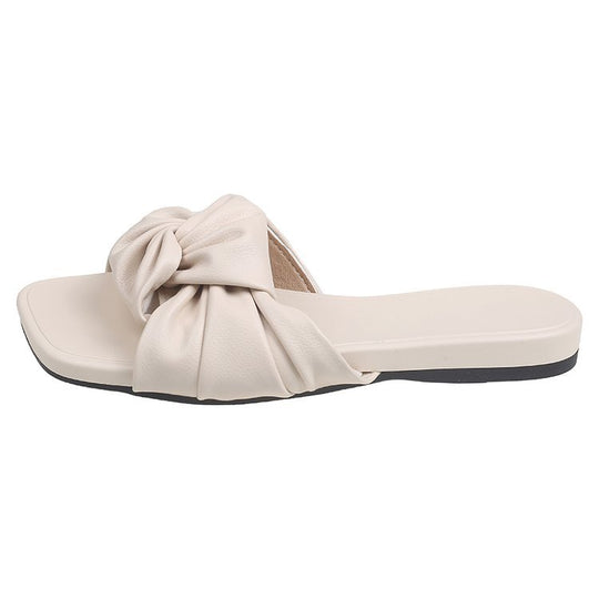 Damen flache Pantoletten mit modischem Knotendesign EB