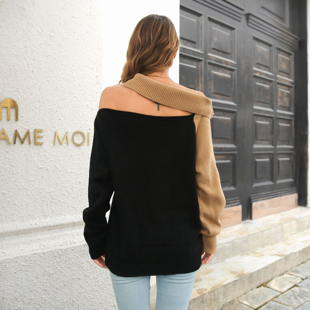 Damen Oversized Strickpullover mit schulterfreiem Design EB