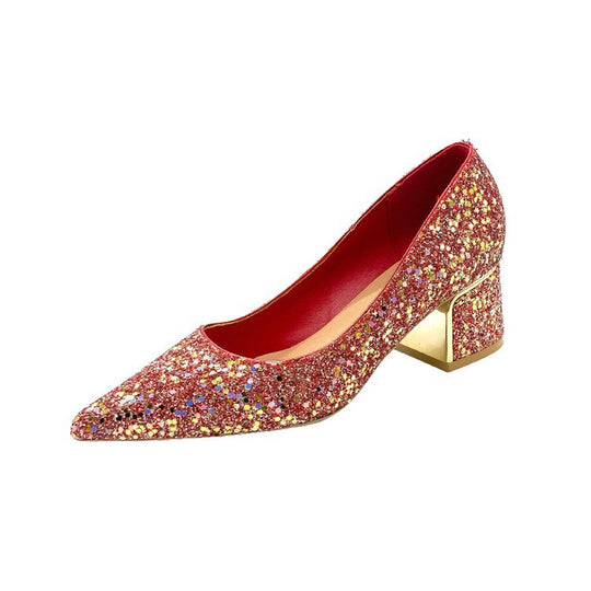Damen Glitzernde Blockabsatz-Pumps mit funkelndem Design EB