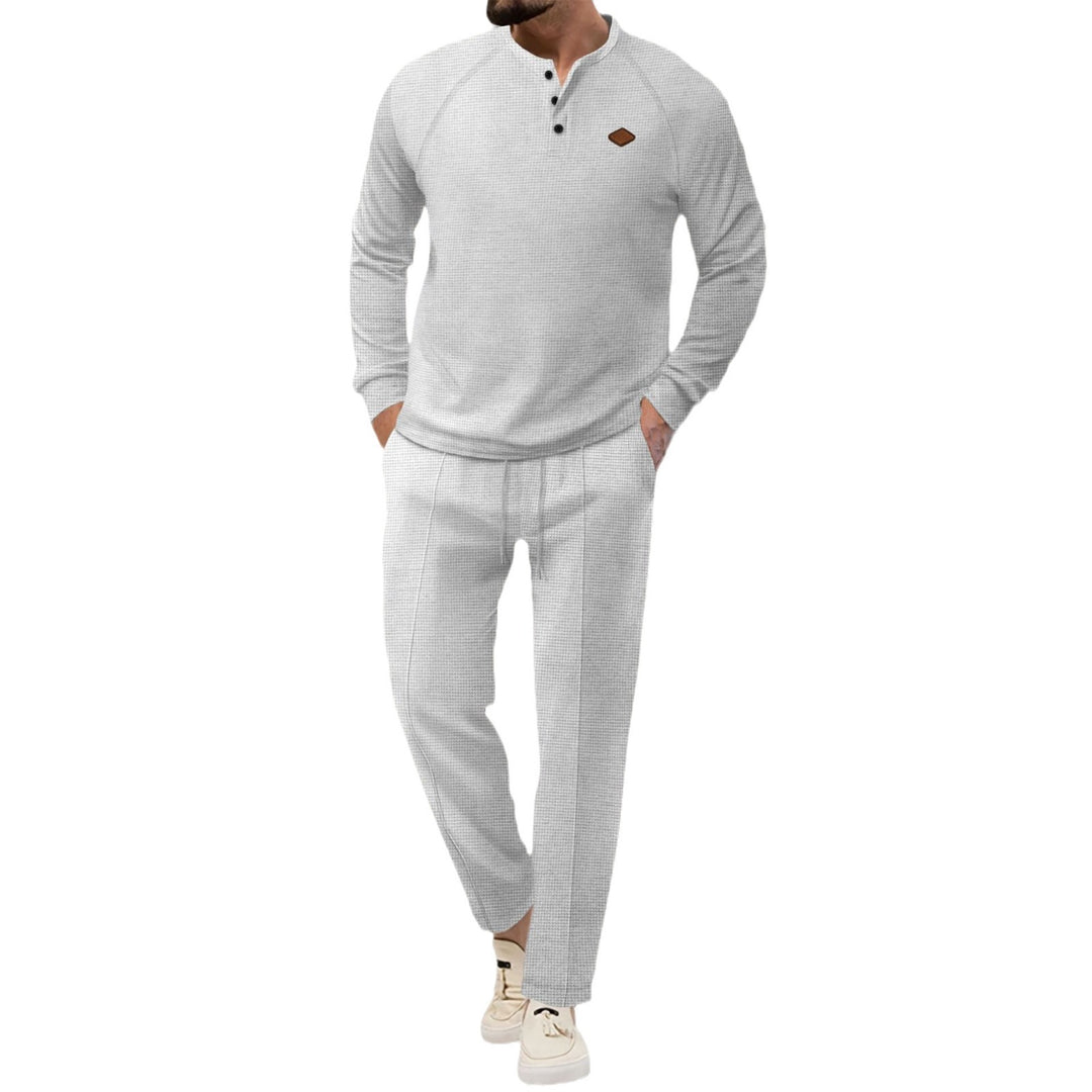Herren hochwertiger Freizeitanzug mit Knopfleiste und eleganten Taschen EB