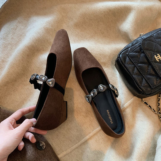 Damen Ballerinas mit modischem Leo-Design und eleganter Schnallenapplikation EB