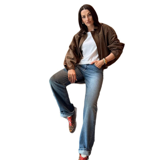 Damen Oversized Wildlederjacke EB