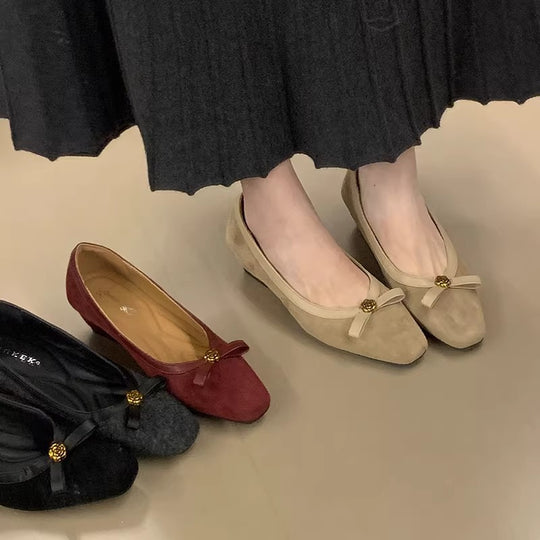 Damen elegante Ballerinas mit dekorativer Schleife EB