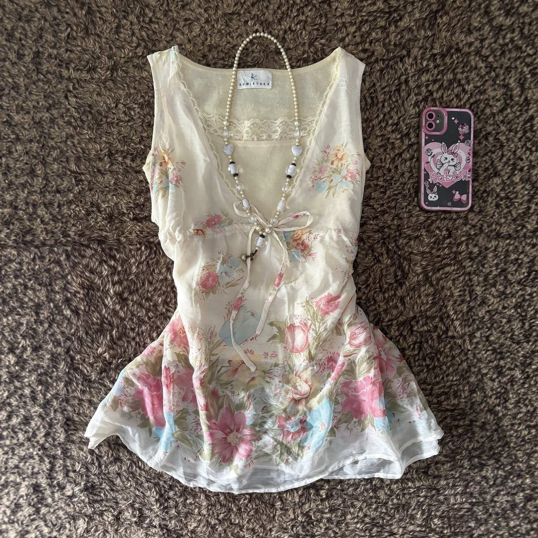 Damen Verspieltes Blumentop EB