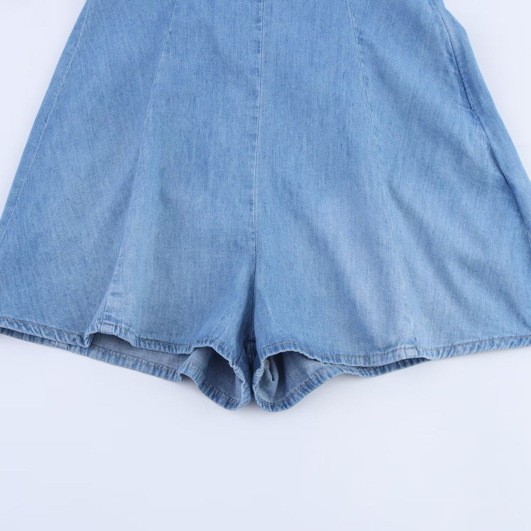 Damen Denim Jumpsuit mit schmalem Schnitt und verstellbaren Trägern EB