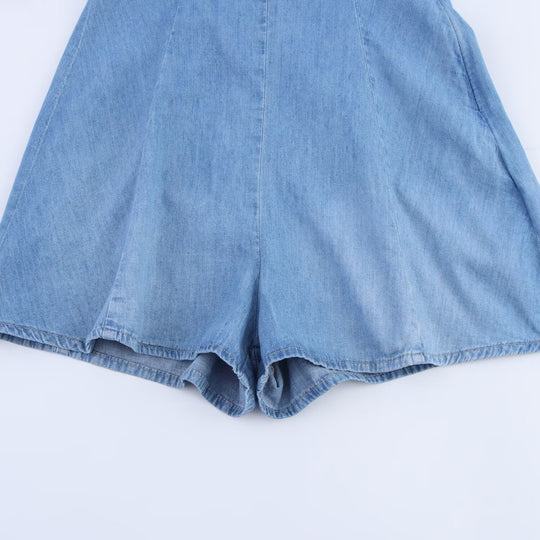 Damen Denim Jumpsuit mit schmalem Schnitt und verstellbaren Trägern EB