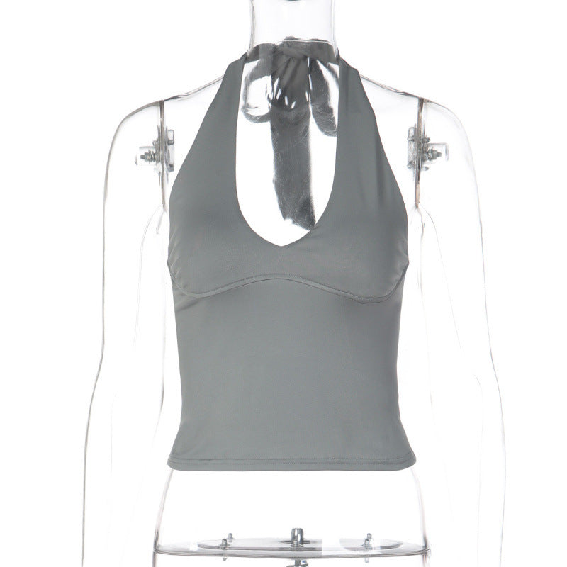 Damen sportliches Cropped-Top mit V-Ausschnitt und figurformendem Schnitt EB