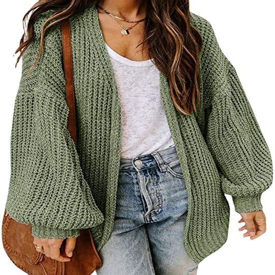 Damen Großer Strickpullover mit voluminösen Ärmeln und lässigem Schnitt EB