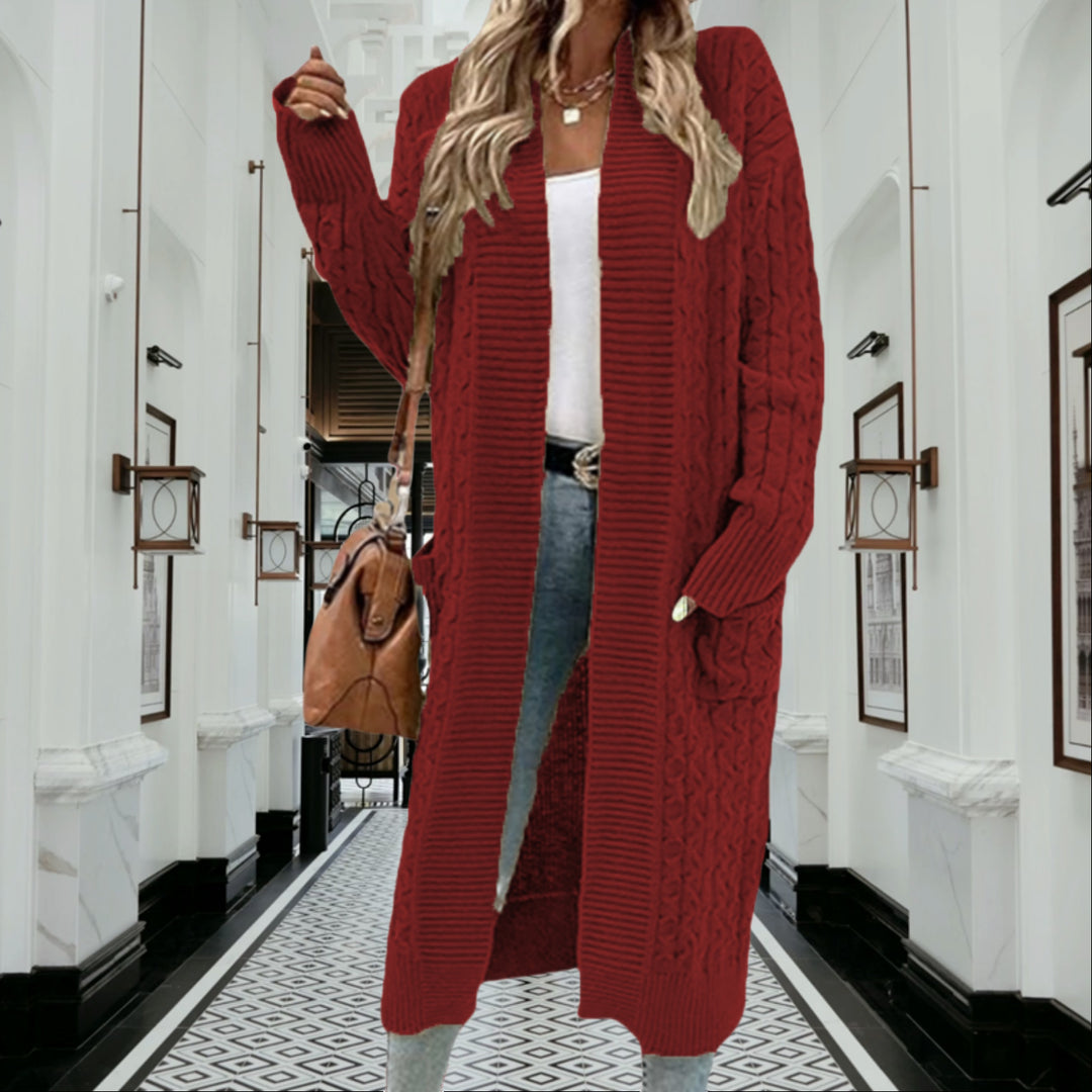 Damen Strickmantel mit Kabelmuster EB