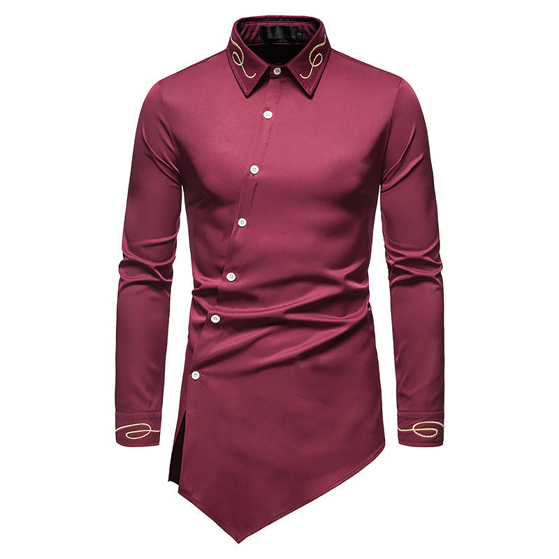 Herren Longsleeve Hemd im avantgardistischen Design mit asymmetrischem Saum EB