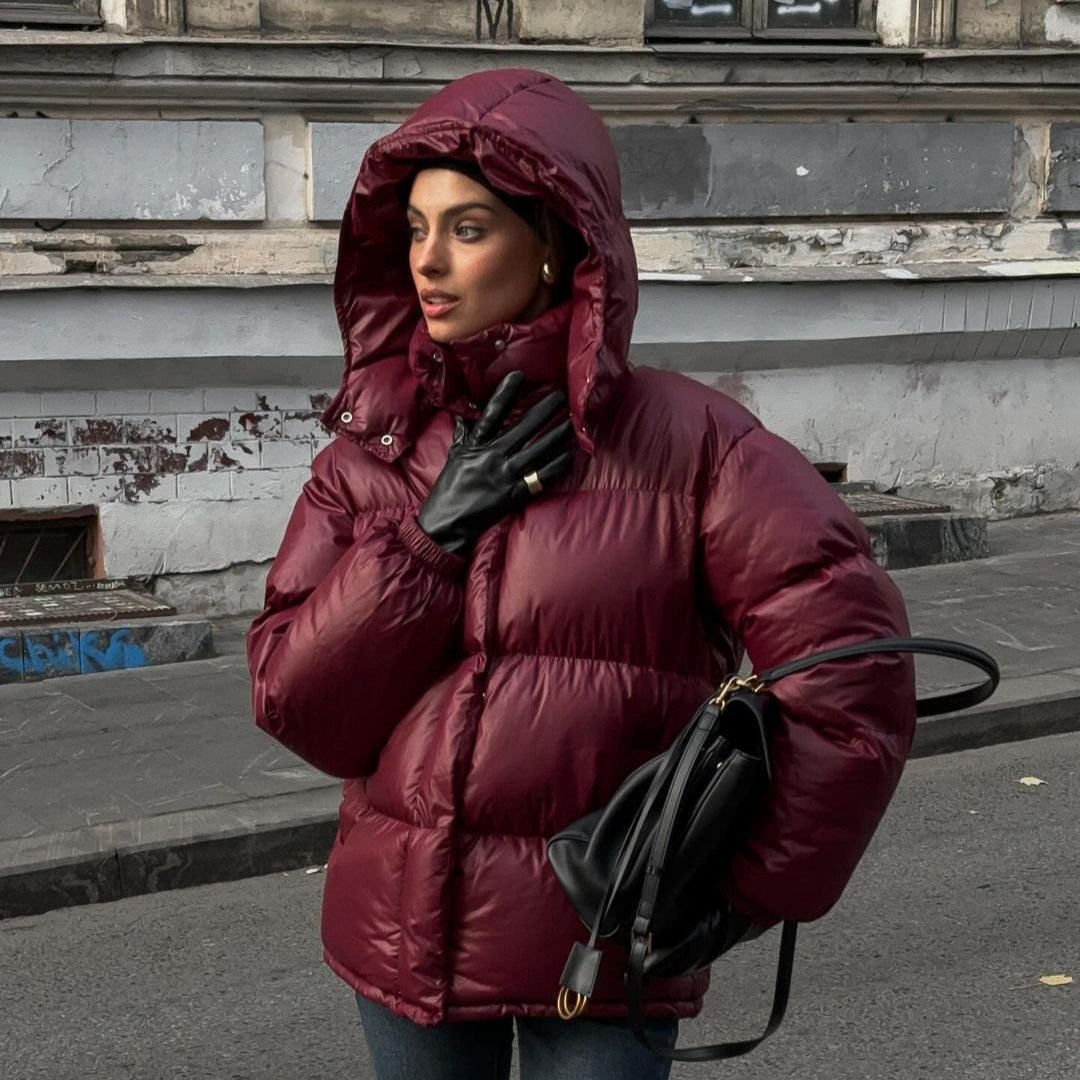 Damen Steppjacke mit voluminösem Schnitt und hohem Kragen EB