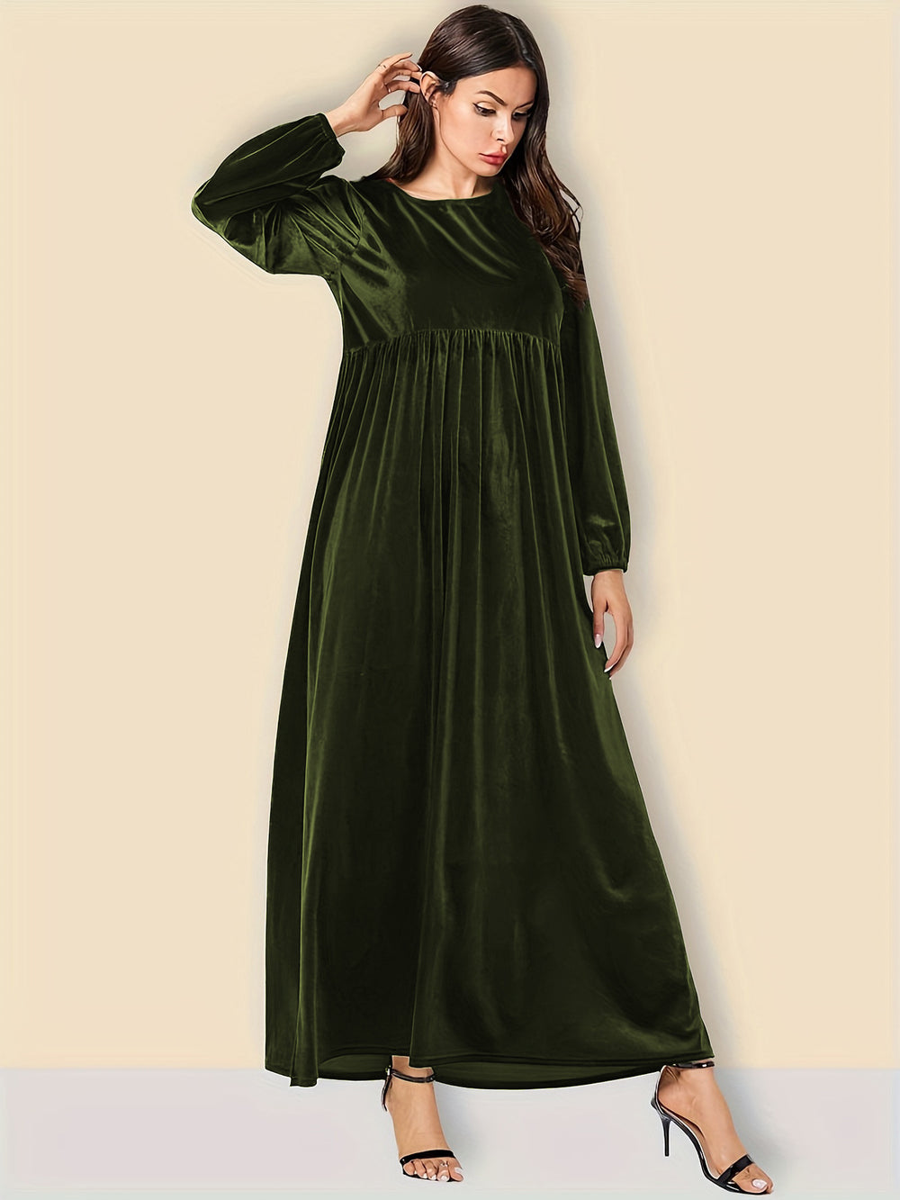 Damen Elegantes Maxikleid aus samtigem Stoff mit weitem Schnitt EB