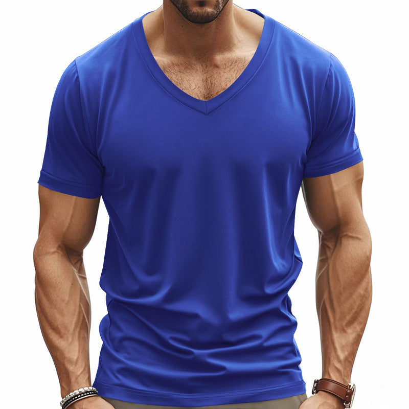 Herren nan V-Ausschnitt Funktionsshirt aus leichtem Interlock mit figurnahem Schnitt EB