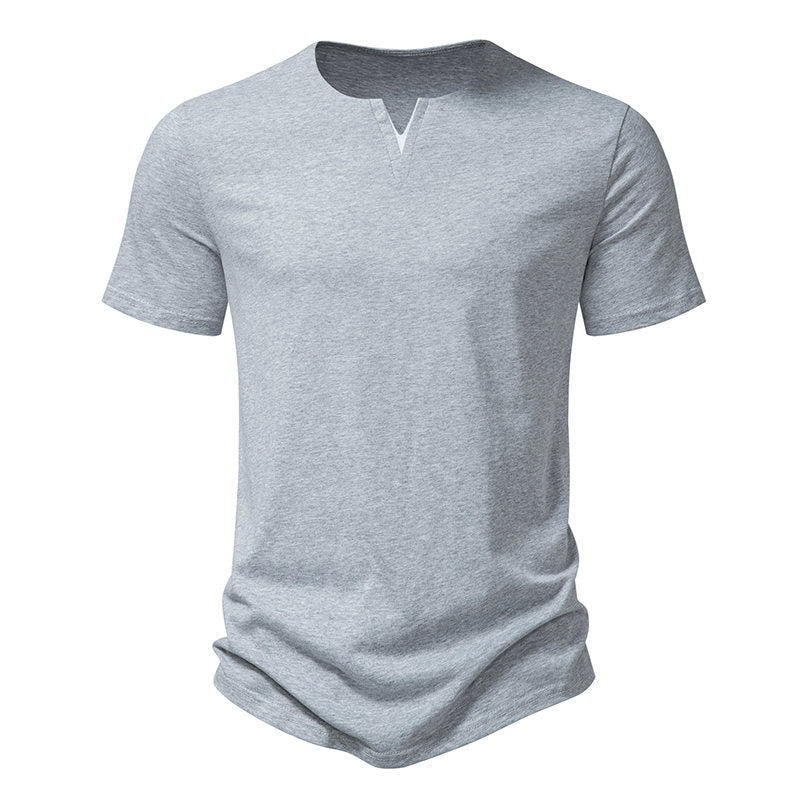 Herren Kurzarm-Henley-T-Shirt mit kreativem V-Ausschnitt und angenehmem Tragegefühl EB