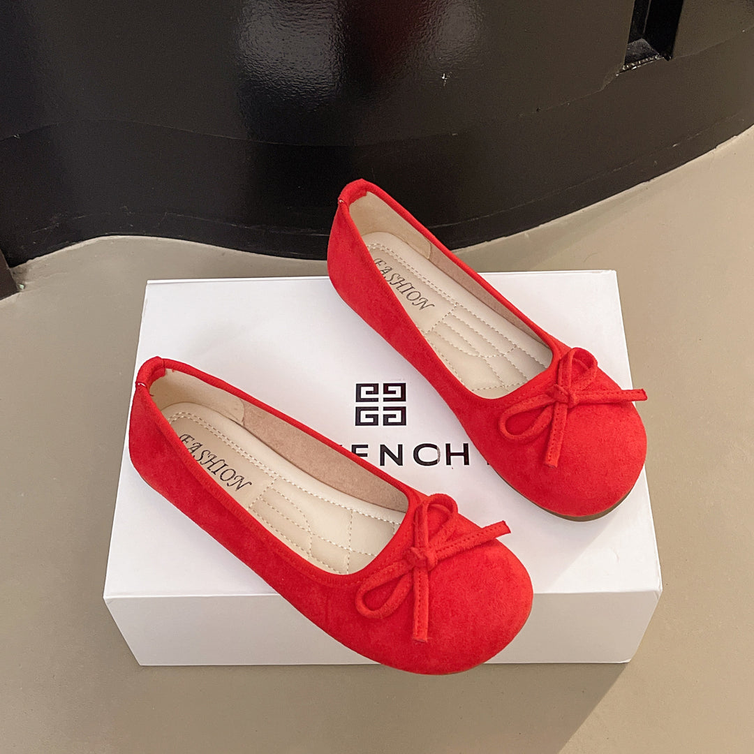 Damen elegante Ballerinas mit zierlichem Schleifendetail EB