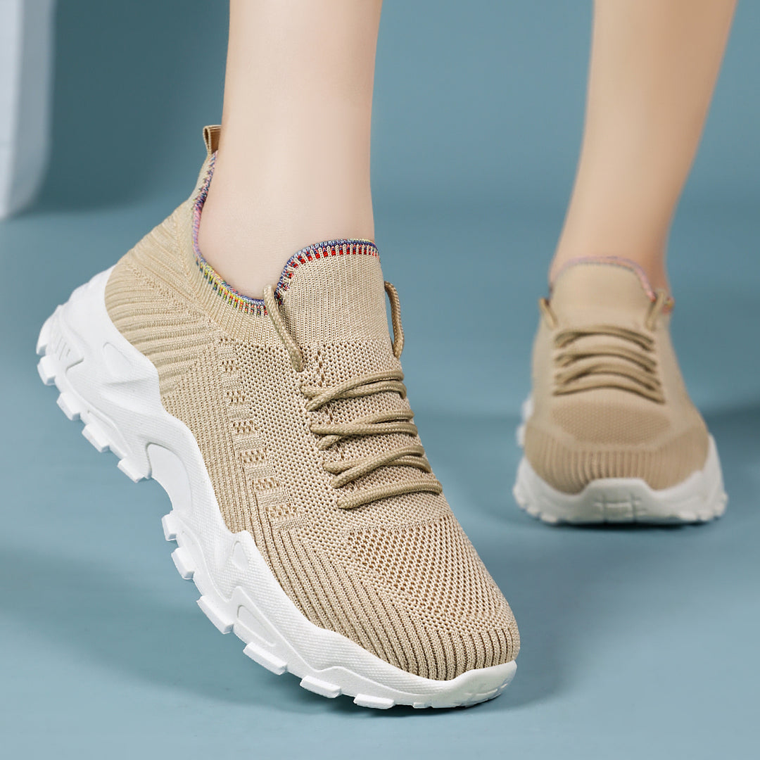 Damen Sportliche Sneaker mit elastischem Strickoberteil und dämpfender Sohle EB